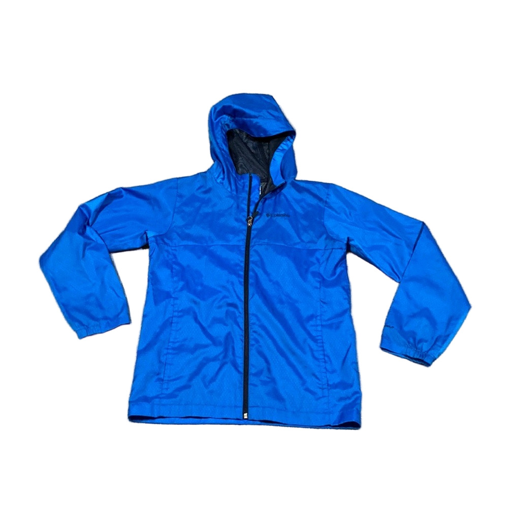 Columbia Omni-Shield Blue Hooded Full Zip Lightweight Rain Jacket SIZE L 14-16